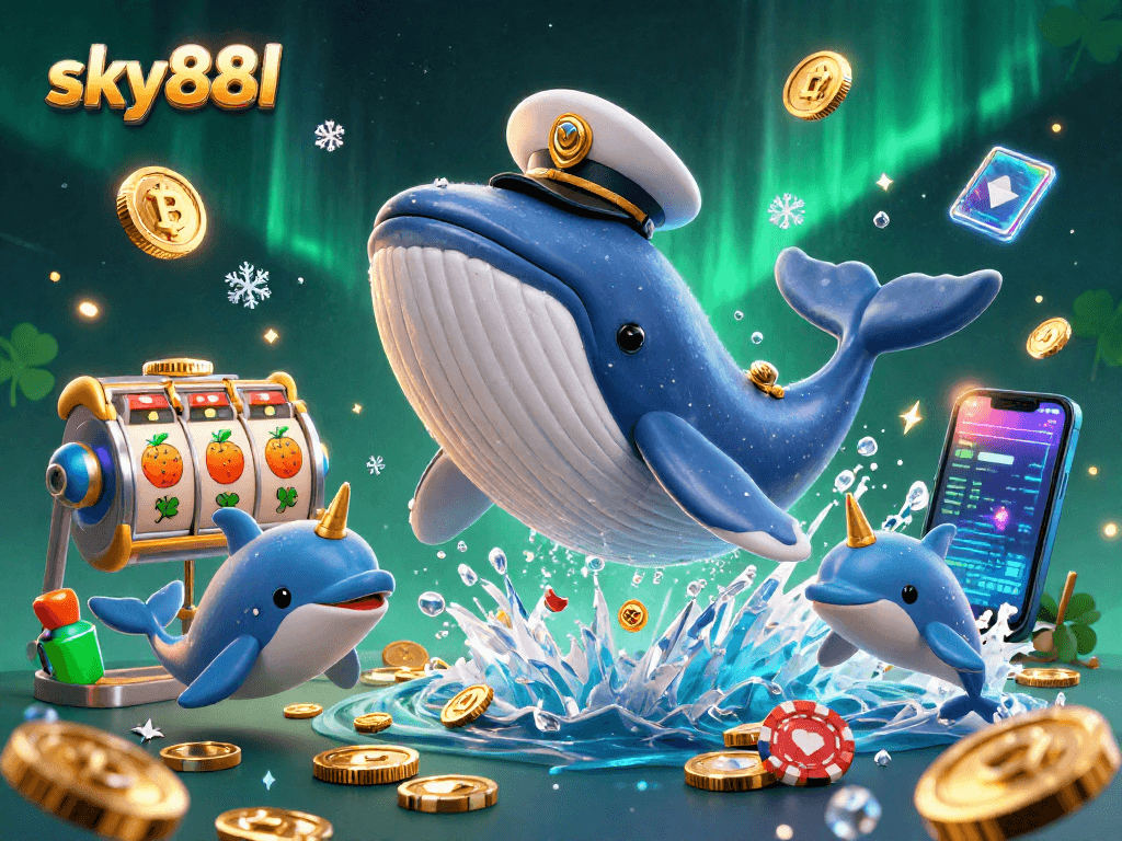 Experience thrilling slots and jackpots with sky88l in a vibrant, detailed 3D casino scene.