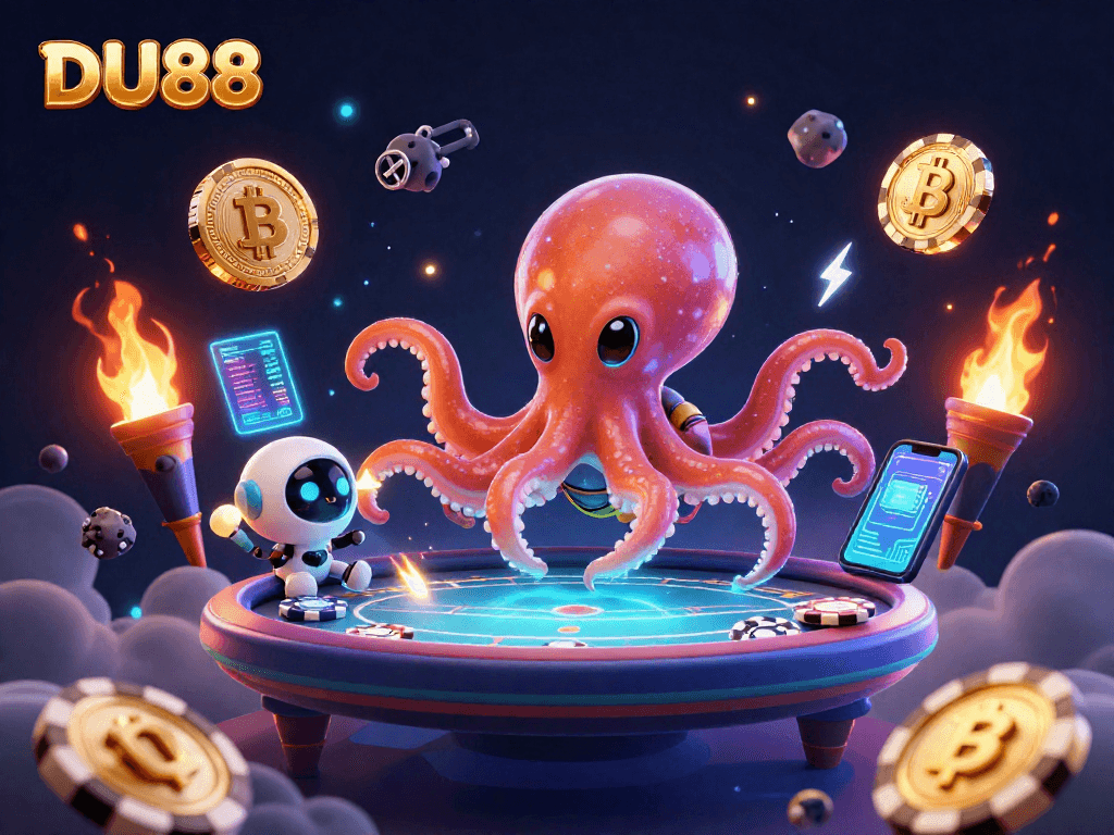 Experience thrilling gameplay with DU88's exciting alien octopus and poker action.