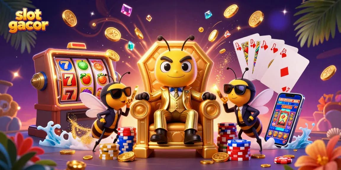 Slot gacor menampilkan bos lebah dan penjaga wasp di ruang tahta kasino