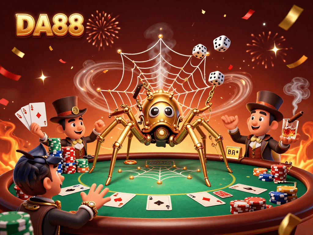 Experience the excitement of DA88 with a steampunk twist in this vibrant casino scene.