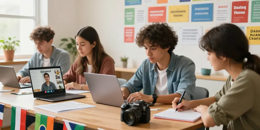 Situs toto facilitating diverse online language learning with students in an interactive study environment.