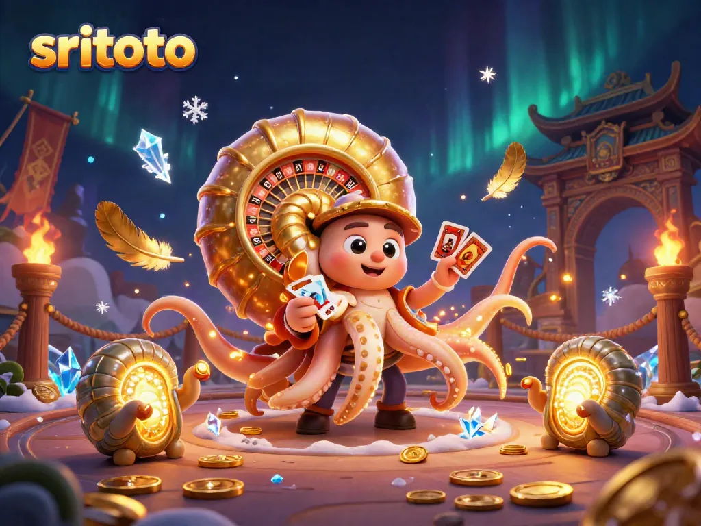 Gambarlah permainan kasino 3D sritoto dengan nautilus kuno dan cahaya emas