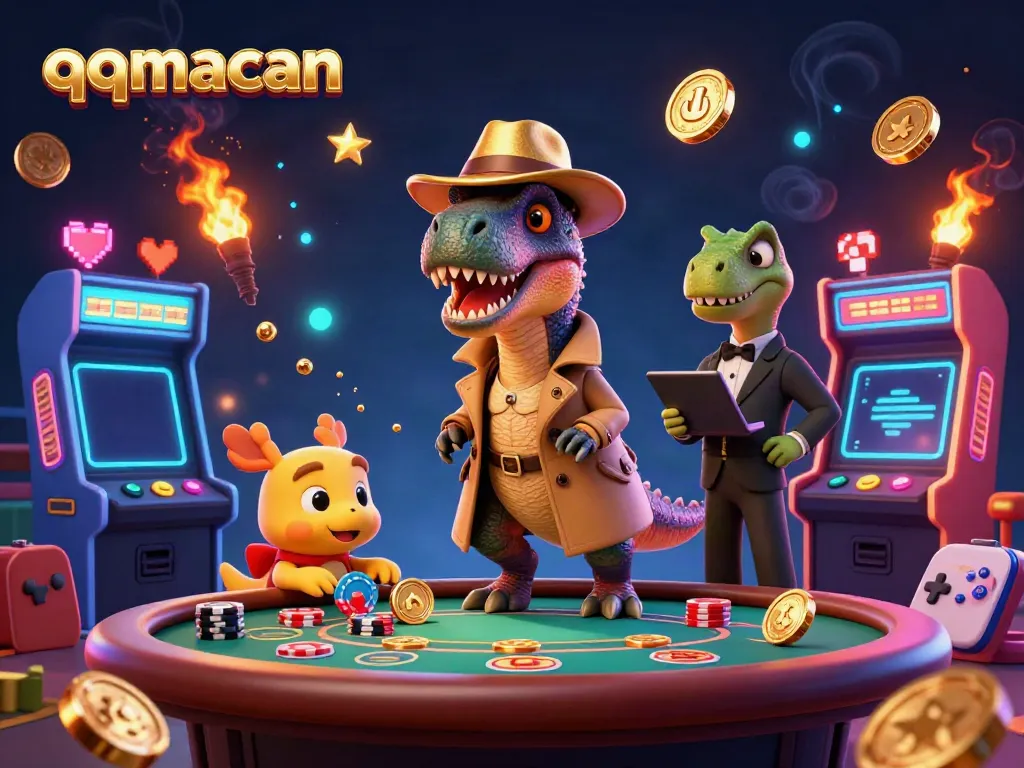 Experience the thrill of qqmacan with an animated scene of unique characters engaging in high-stakes gaming.