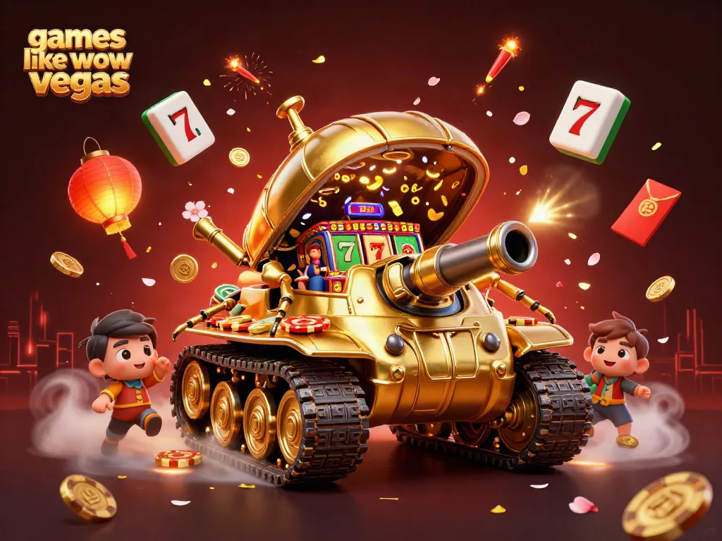 Experience games like wow vegas in this vibrant casino-themed illustration full of dynamic elements.