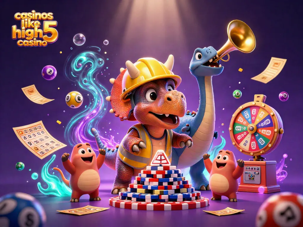 Experience exciting gameplay at casinos like High 5 Casino with a vibrant 3D illustration.