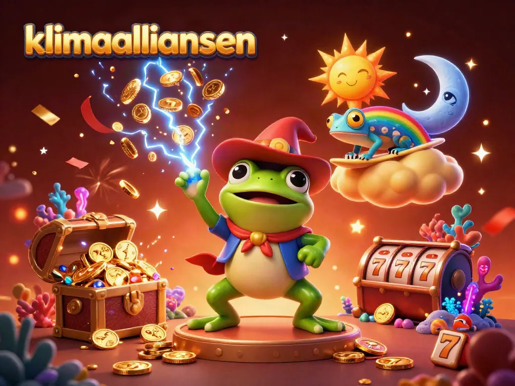 Experience the excitement of klimaalliansen's golden casino adventure with vibrant 3D characters and dynamic elements.