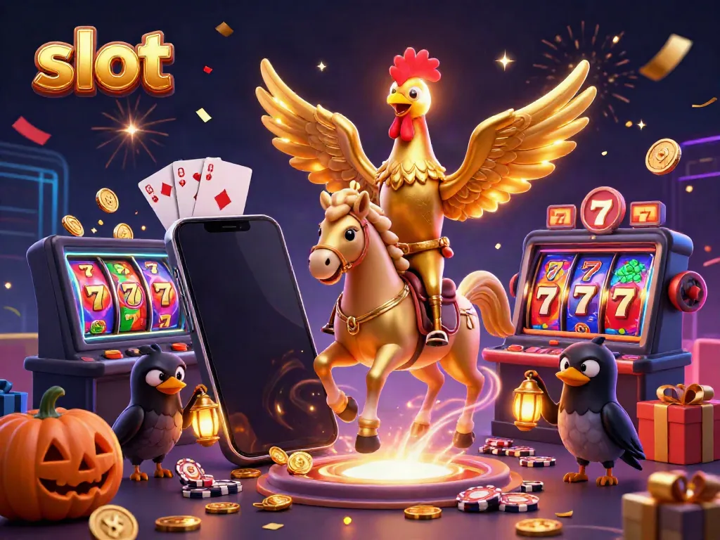 Experience an exhilarating slot adventure with a golden rooster in a casino scene.