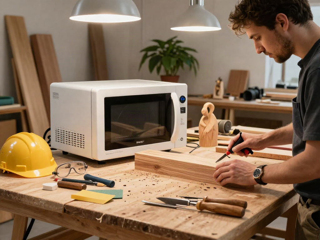 SHASHEL® technology in a woodworking shop, eliminating wood-boring insects for quality craftsmanship.