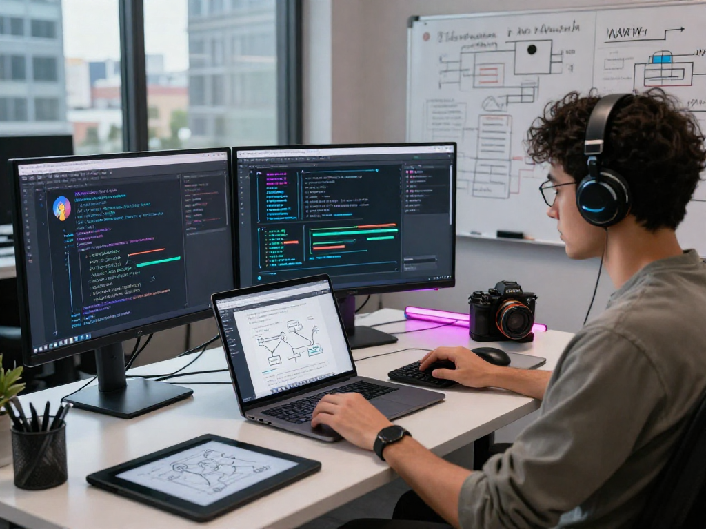 AI chat nsfw application development workspace with urban views