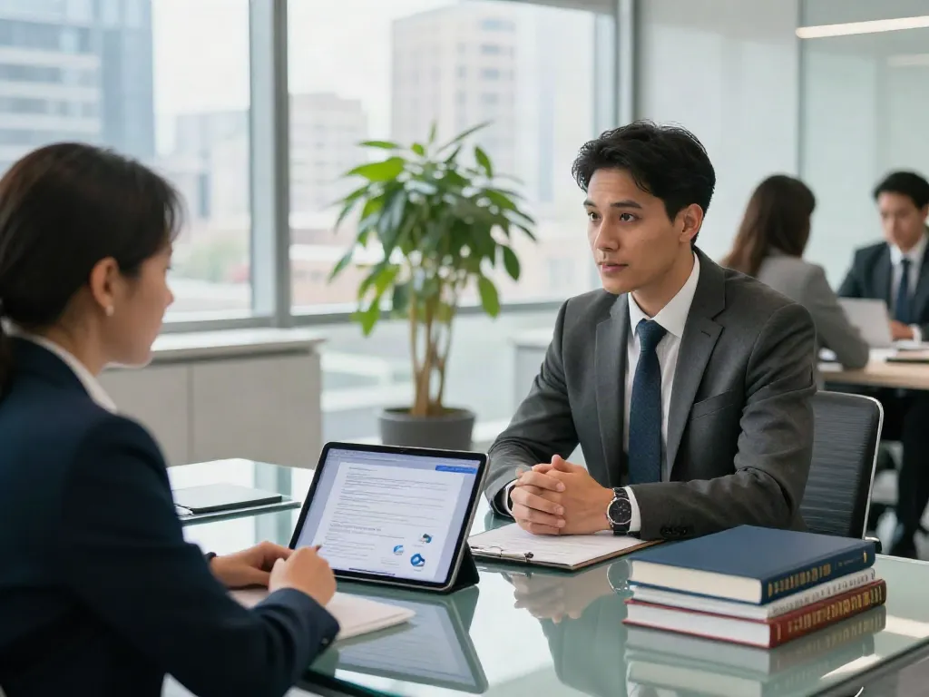 Lead Roedl legal consultant advising clients in a modern office setting, showcasing professional collaboration.