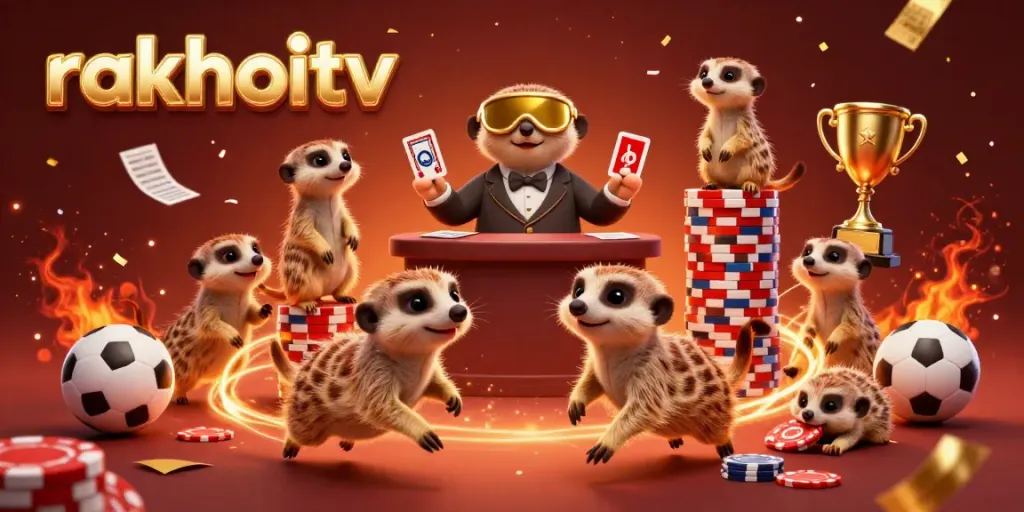 Experience sports betting excitement with rakhoitv's dynamic meerkat casino scene, showcasing a lively atmosphere.