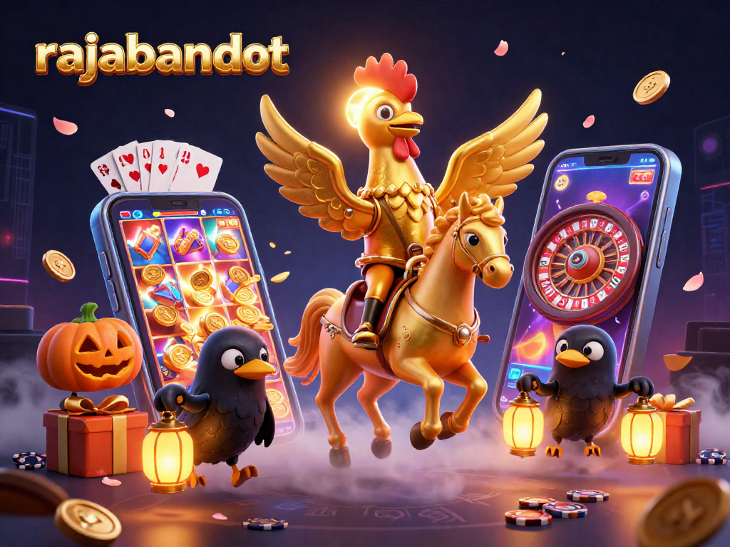 Gambarkan rajabandot dalam situasi kasino malam dengan karakter unik dan elemen permainan menarik.