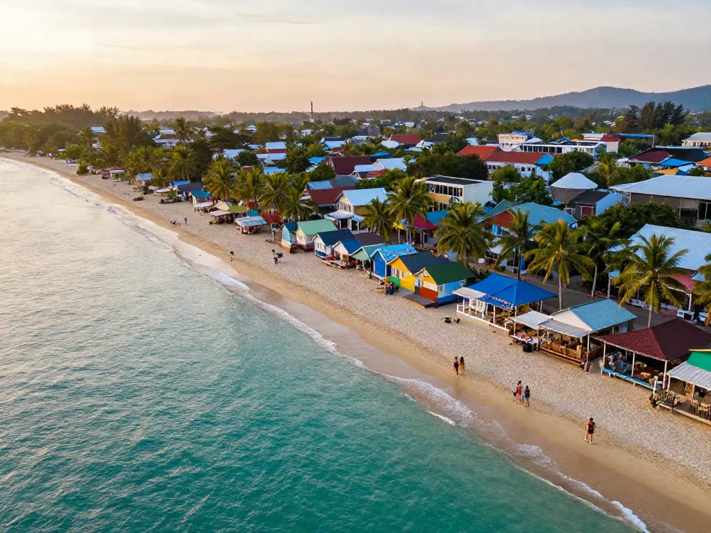 Best places to live for remote workers in Thailand, showcasing vibrant beach town and relaxation.