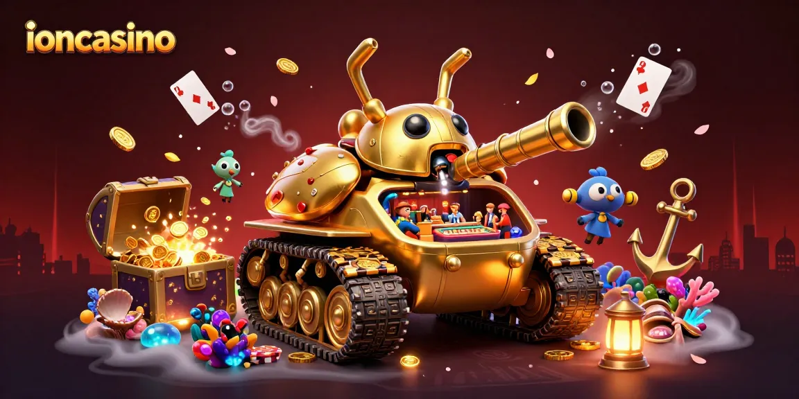 Spin to win in ioncasino's vibrant 3D gaming scene filled with excitement and treasures.