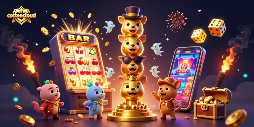 Experience the thrilling jackpot at cottoncloud's vibrant casino scene filled with rich, animated 3D elements.