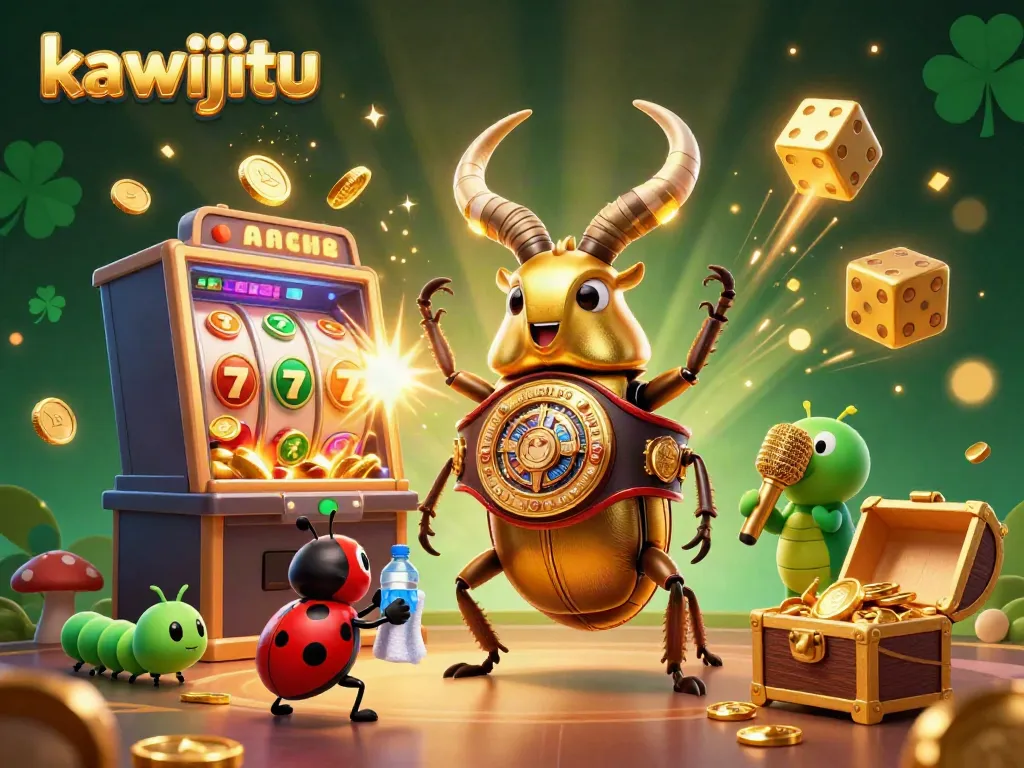 Experience the excitement of kawijitu with a vibrant 3D scene of characters celebrating a big casino win!