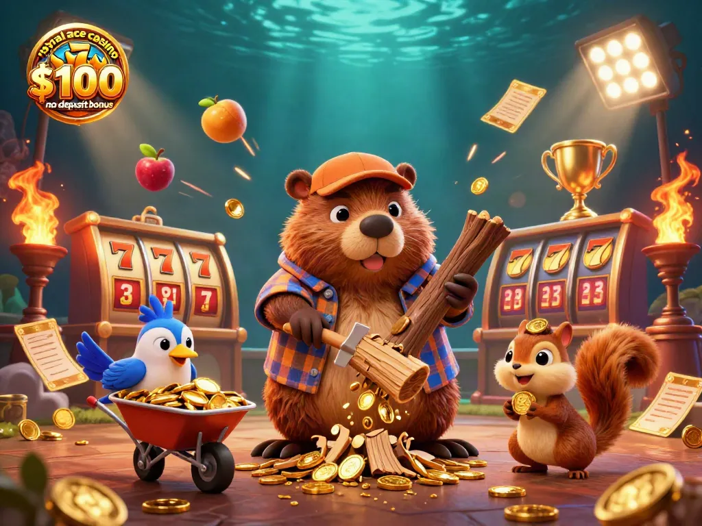 Experience the thrill of the royal ace casino $100 no deposit bonus with our vibrant slot-themed illustration.