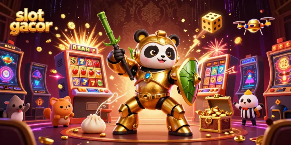 Experience the thrill of slot gacor action with vibrant 3D characters in a dazzling casino setting.