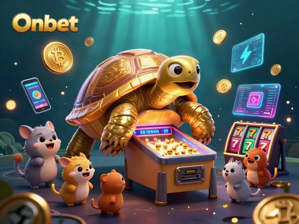 Engage with Onbet's vibrant casino world featuring exciting gaming elements and animated characters.