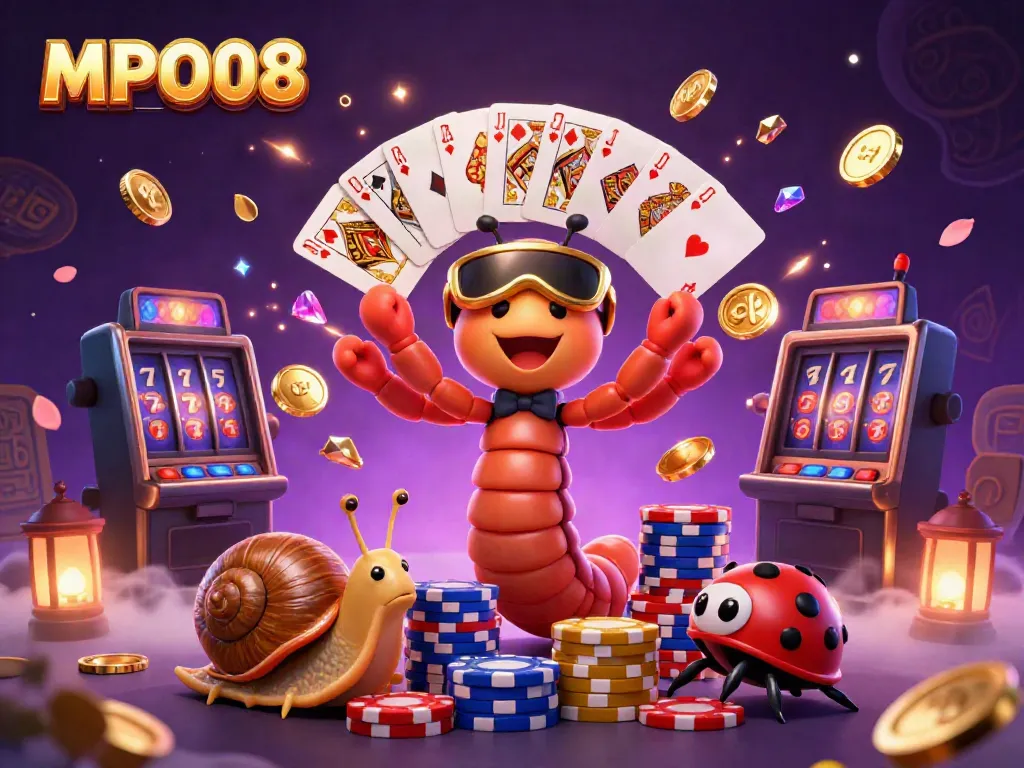 Experience the excitement of MPO08 with vibrant 3D characters and casino-themed elements.