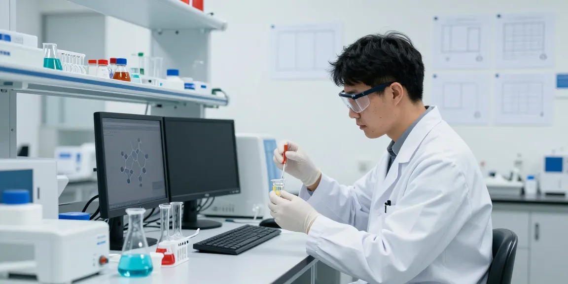 Researcher analyzing snap8 peptides in a modern lab, highlighting transparency in scientific studies.