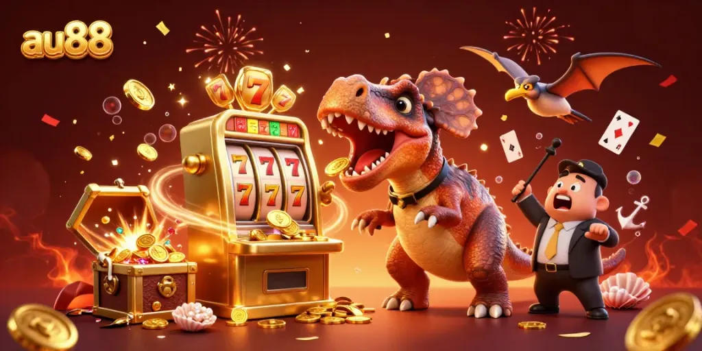 Experience the thrill of au88 with a pachycephalosaurus jackpot scene in a vibrant casino.