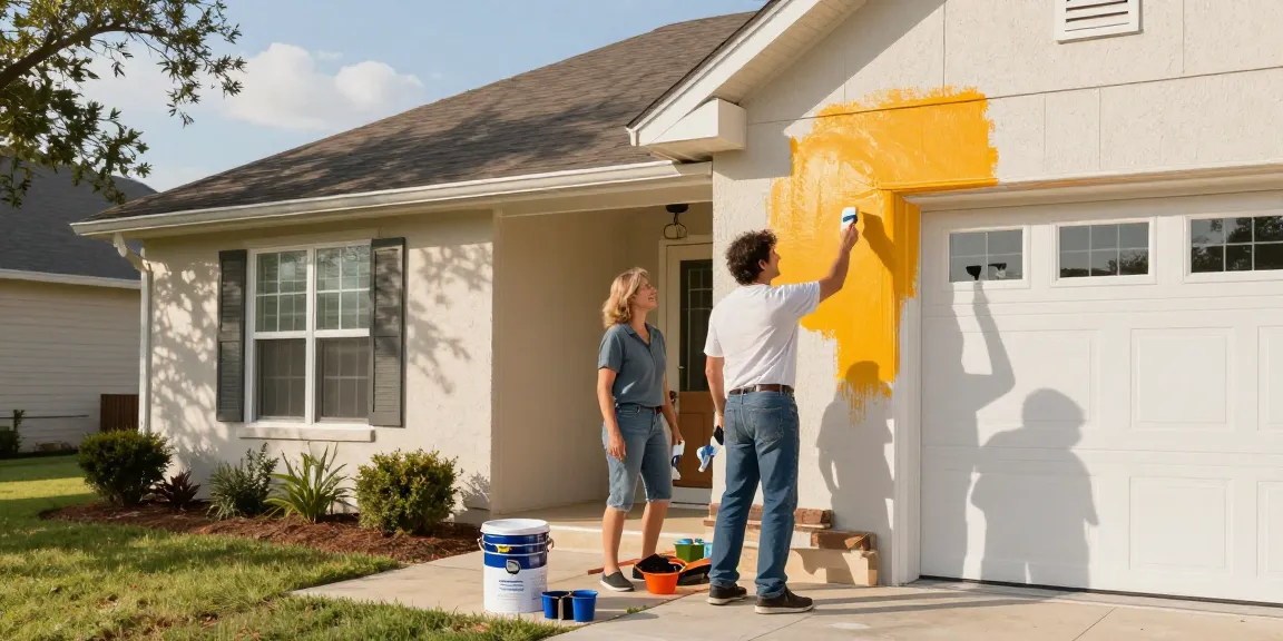 Spray tex painting service transforming a home’s exterior in Texas, showcasing community-focused painting professionals.