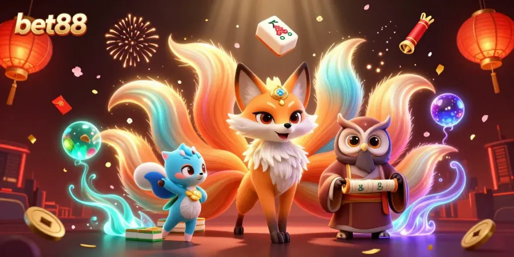 Explore the vibrant and dynamic world of bet88 through a captivating casino-themed illustration.