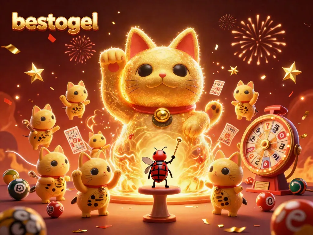 Menangkan lotere dengan besttogel di ilustrasi 3D yang penuh warna.