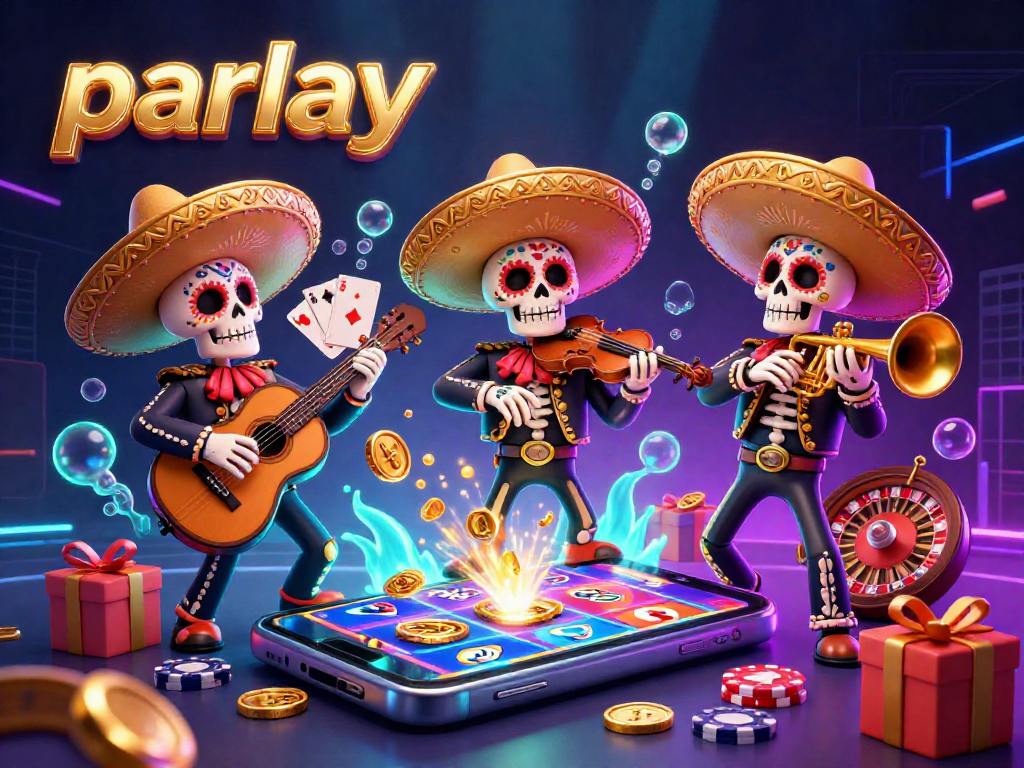 Engage in parlay betting with a colorful mariachi band amidst dynamic gambling elements.