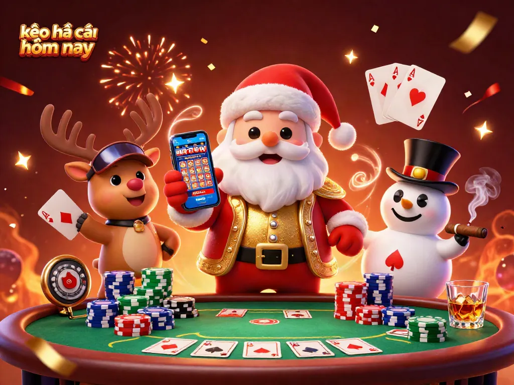 Engage with kèo nhà cái hôm nay through festive characters in a vibrant casino setting.