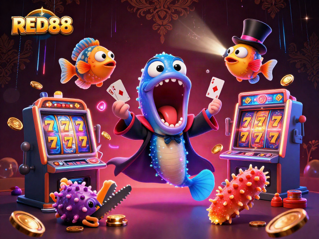 Experience excitement with RED88's immersive casino magic act featuring vibrant slot elements.