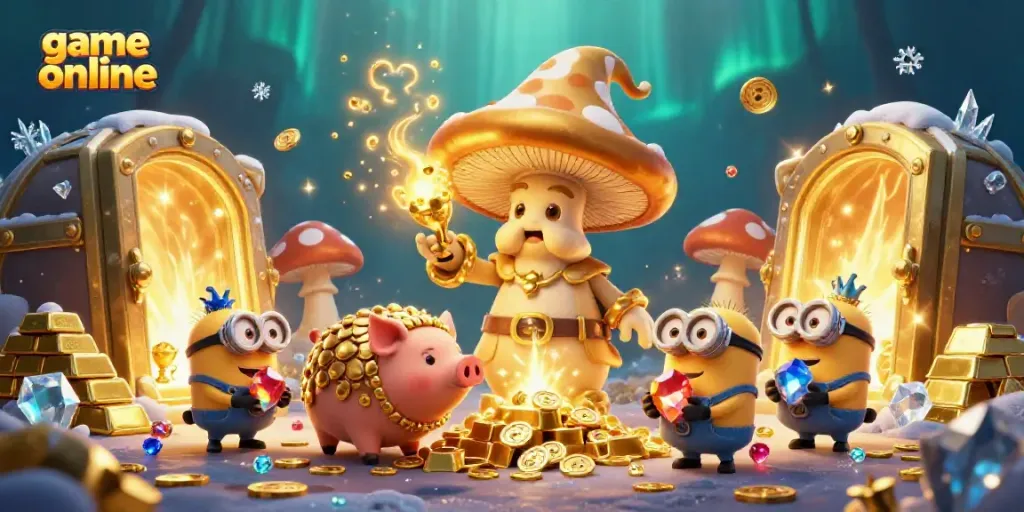 Experience thrilling game online adventures with the wizard and treasure in this magical 3D scene.