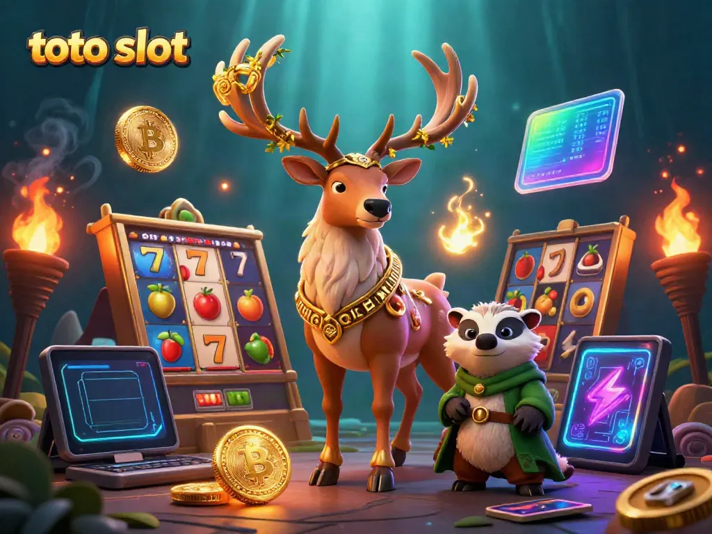 Experience the thrilling world of toto slot with a vibrant scene of magical characters and colorful slot elements.