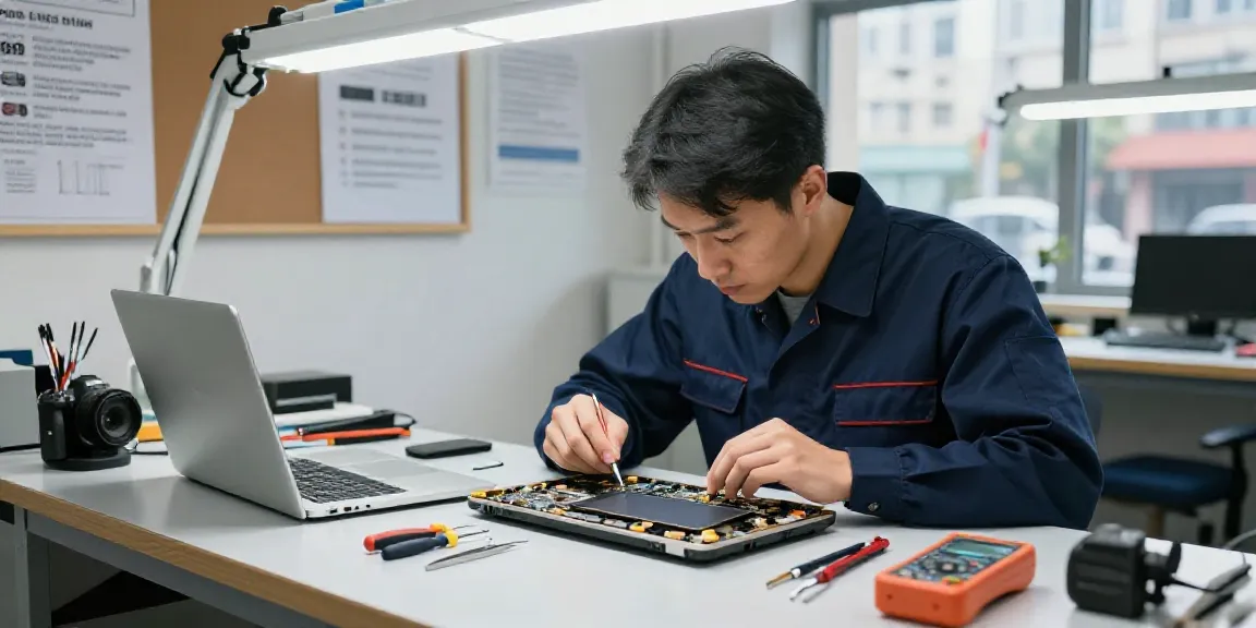 Touchpad & Control Repair Sydney technician examining laptop components in a modern workspace.