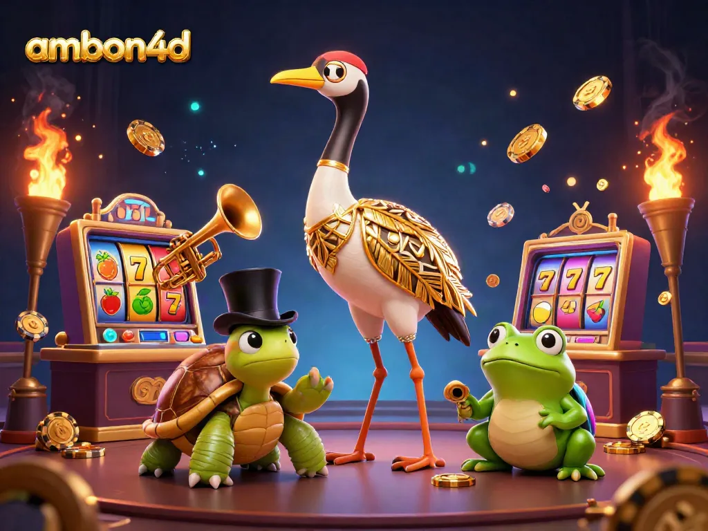 Experience thrilling gameplay at ambon4d with vibrant slot machines, winning symbols, and dynamic characters.