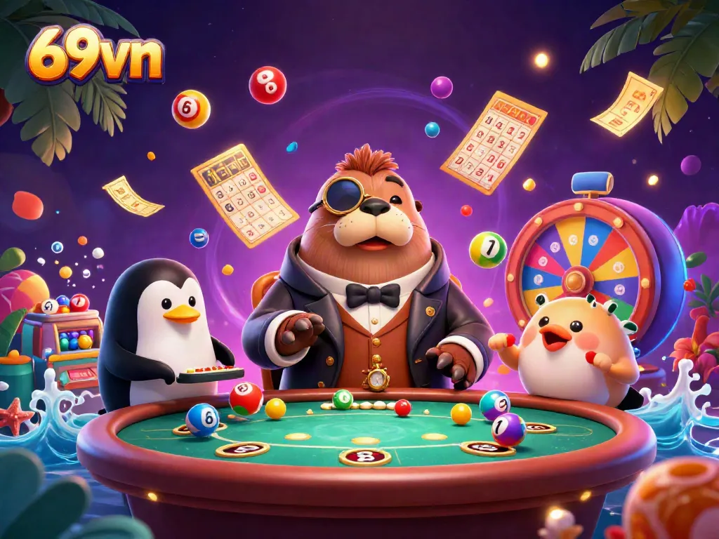 Players enjoy exciting games with 69vn while the walrus and friends take bets at the underwater table.
