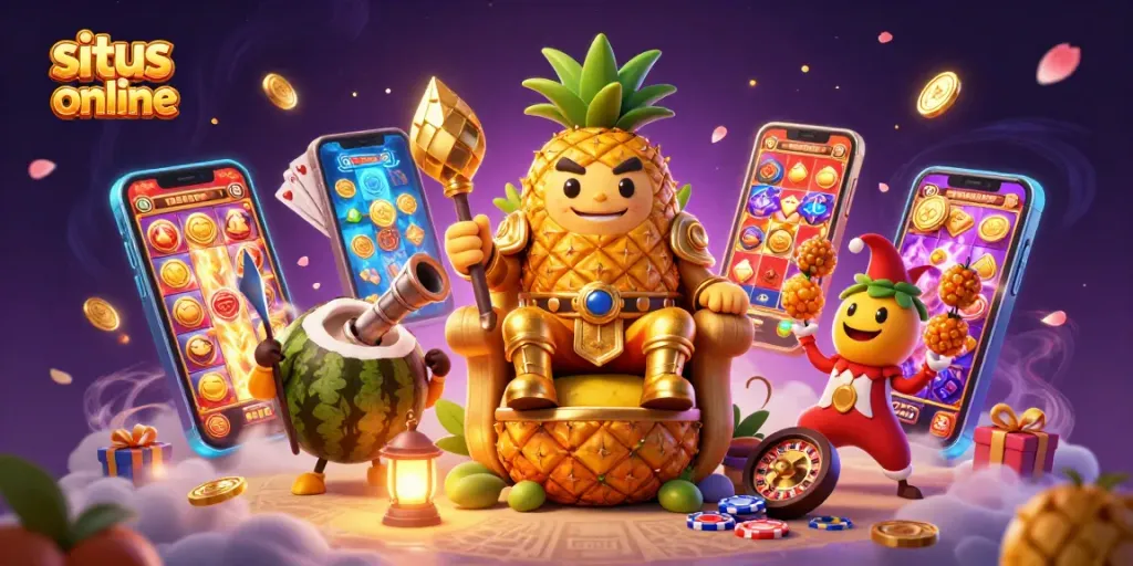 Experience thrilling gameplay at situs slot online with a vibrant 3D scene of characters and slot elements.