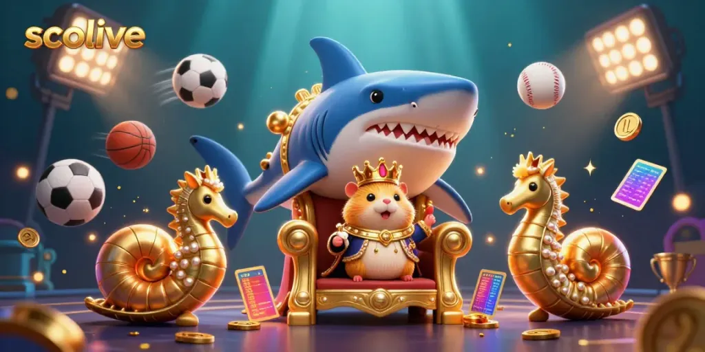 Experience thrilling gambling action with socolive's dynamic scene featuring festive characters and sports elements.