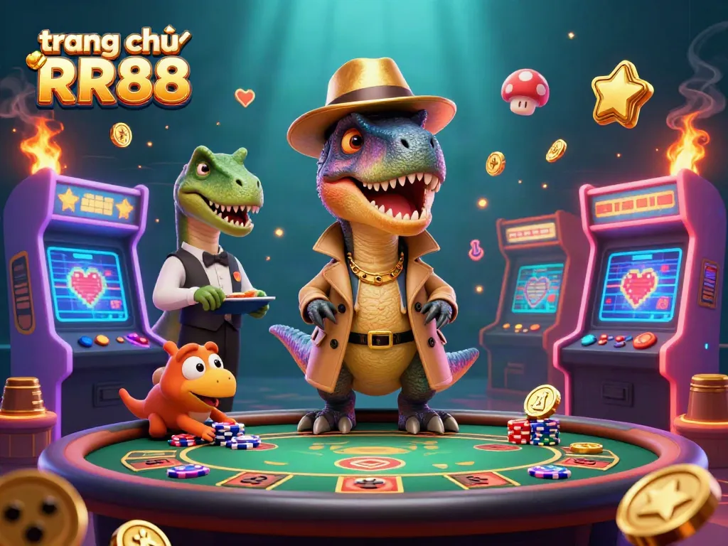 Engage with exciting games at trang chủ RR88 featuring a clever velociraptor at the blackjack table.