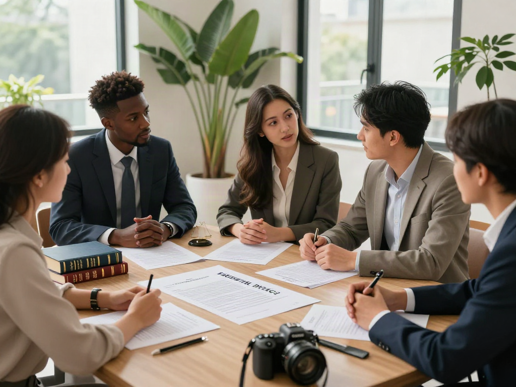 International Divorce Lawyer in Dubai consulting with clients in a modern office